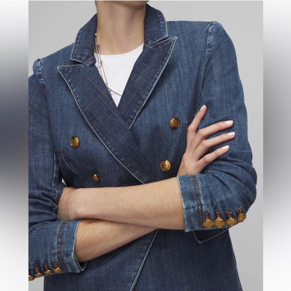 🆕 White House Black market Denim Studio Blazer - Picture 5 of 16